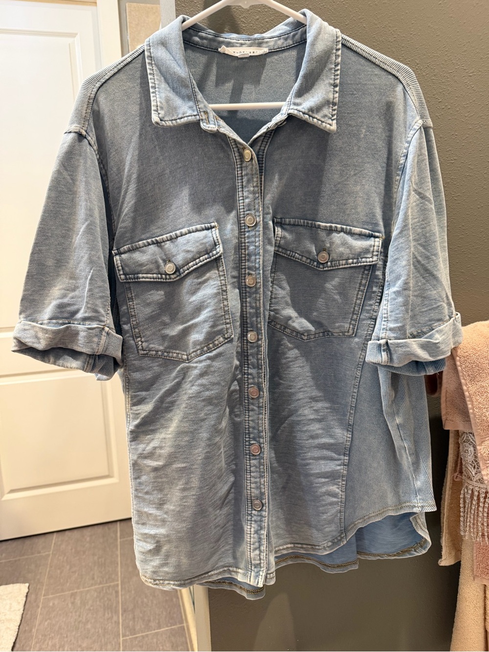 Jane and Delancey Light Blue Denim Button-Front Shirt
